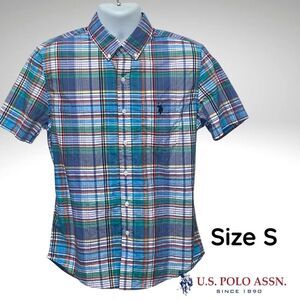 U.S. Polo Assn. Men's Blue Plaid Shirt Size S